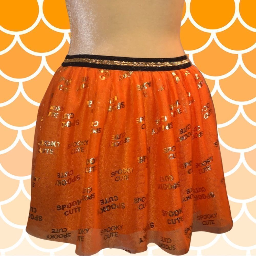 Halloween Orange tutu style skirt with gold sayings …